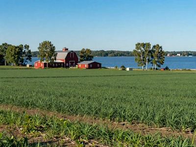 Minnesota farm with red barn near a lake - Minnesota farmers dating