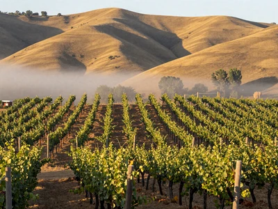 California vineyard in Sonoma County with rolling hills - California farmers dating