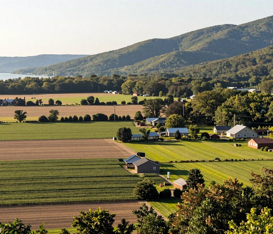 North Carolina landscape diversity showing flat eastern Coastal Plain farmland and western Appalachian mountain pastures with blue ridges