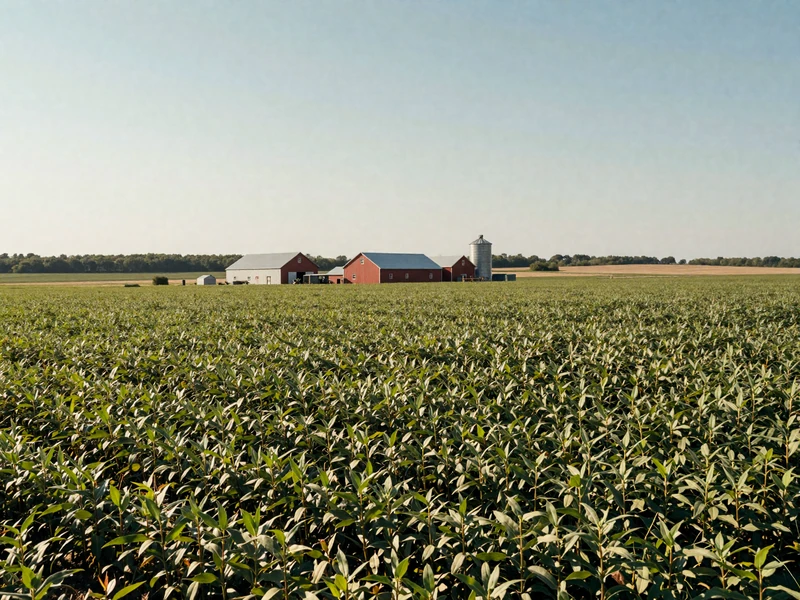 Indiana soybean fields with farm buildings and grain bins for Indiana farmers dating