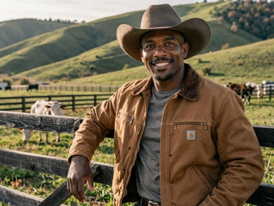 Marcus, a cattle rancher from Harrison Arkansas, standing by a fence in the Ozark hills