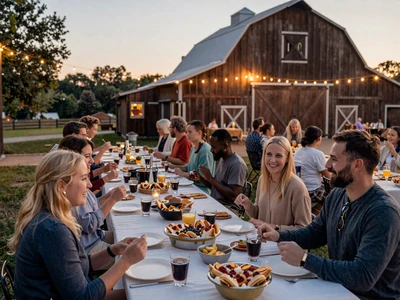 Church community potluck dinner in a rural setting - faith and fellowship among Christian farmers