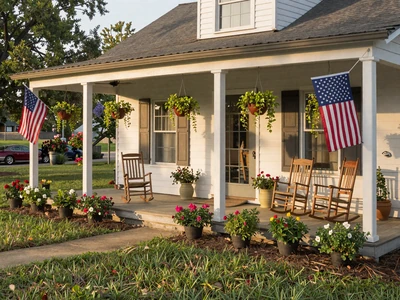 Warm inviting farmhouse with wrap-around porch - learn about Farmstead Singles mission