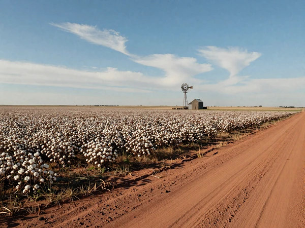 West Texas Panhandle cotton fields and windmill near Lubbock for Texas farmers dating