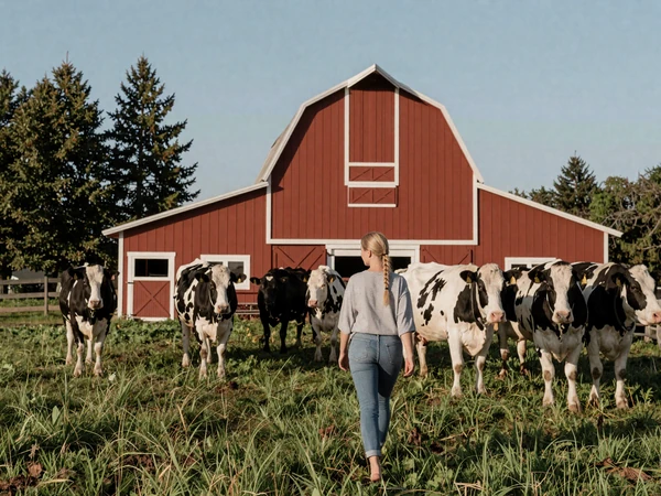 Scandinavian-style red barn on a Wisconsin dairy farm representing Nordic agricultural heritage in the Upper Midwest