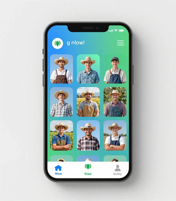 Farmstead Singles mobile app activity feed showing farmer profiles and interaction buttons