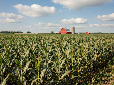 Iowa cornfields with red barn and grain silo - Iowa farmers dating