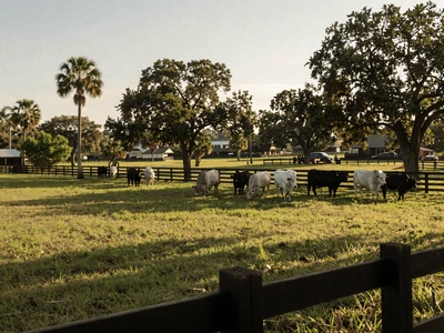 Florida cattle ranch with green pastures and palm trees for Florida farmers dating