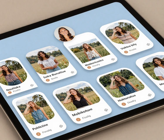 Farmstead Singles profile cards stacked in activity feed with quick interaction buttons