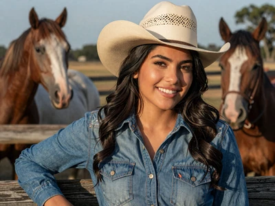 Maria, a Texas cattle rancher near her horses - agricultural singles profile
