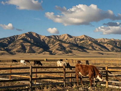 Montana ranch with mountains and cattle for Montana farmers dating