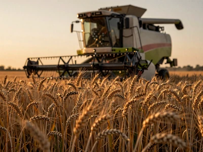 Golden wheat field at sunset with combine harvester - seasonal dating challenges for farmers