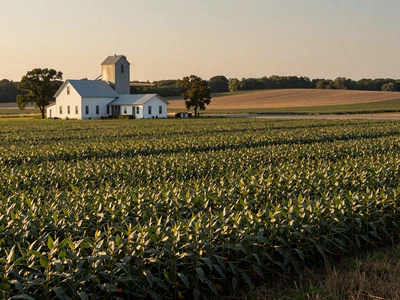 Indiana soybean fields with grain elevator - Indiana farmers dating